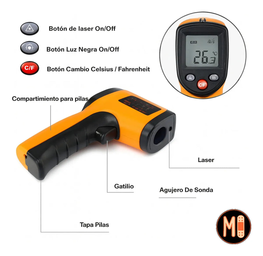 Pistola Laser Infrarrojo Termómetro